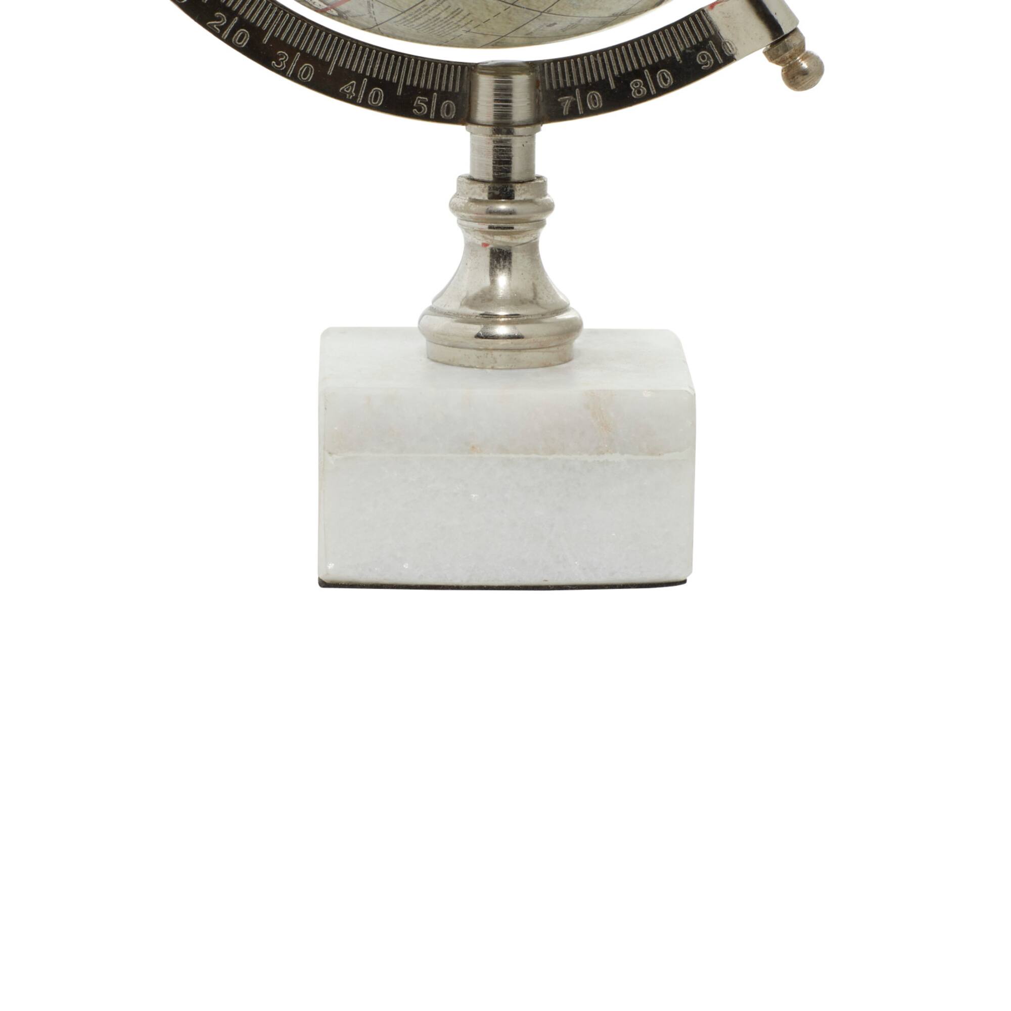 11" White Ceramic & Metal Contemporary Globe